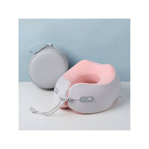U-muotoinen memory foam -matkatyyny, kannettava niskatyyny, pinkki