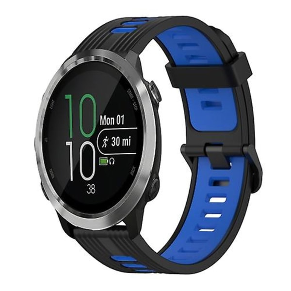 Til Garmin Forerunner 645 Music 20 mm lodret mønster tofarvet silikone urbånd Black-Blue