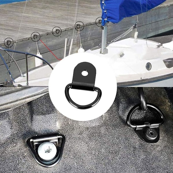 Festekroker med D-ringer (30-pakning) - Rustfrie stål D-ringer for lastsikring
