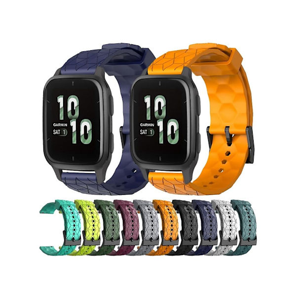 Rem til Garmin Forerunner Sq2 20Mm Fodboldmønster Ensfarvet Navy Blå Silikone Urrem