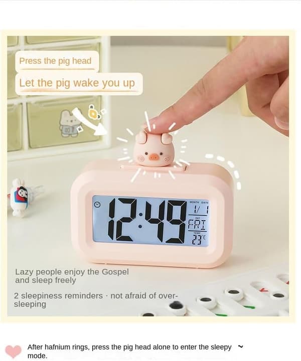 Herätyskello Monitoiminen Mini Herätyskello Lämpötilamittarilla Pinkki