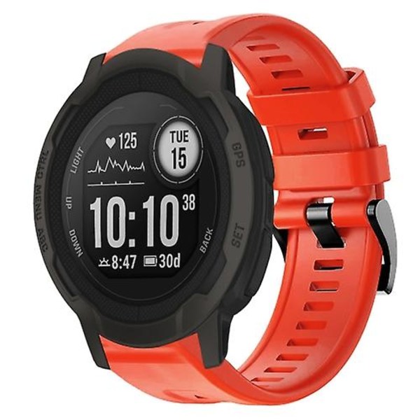 For Garmin Instinct 2 metallspenne ensfarget silikonklokkerem Red