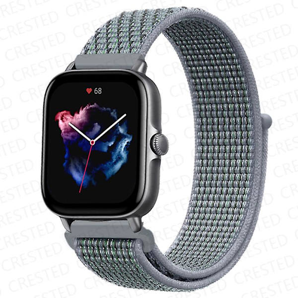 20 mm 22 mm watch för Amazfit Gts/2/2e/4/3/mini Gtr 4/2/3/ pro 47 mm Stratos 3 nylon Pulseira Correa Amazfit bipsband Obsidian Grey 68 20mm