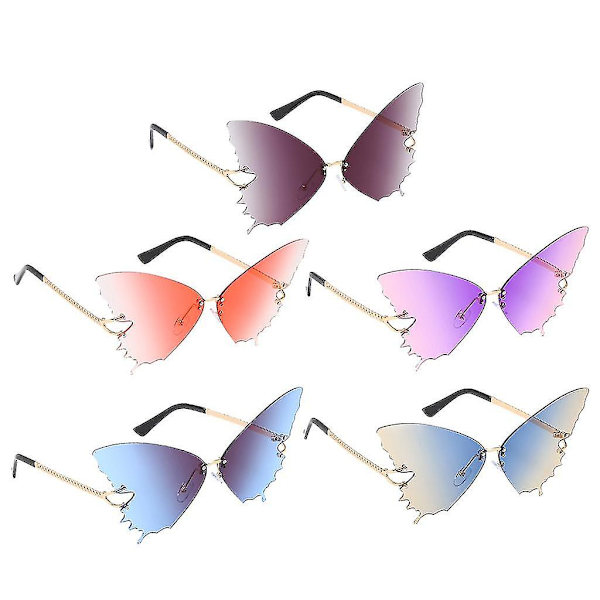 Kattøye solbriller Oversized Fashion Butterfly Eyewear Uv400 5 stykker