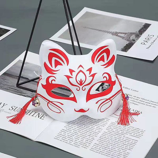 Fox Cosplay Mask Half Face Cat Mask Til Julefest Kostume Japansk Kitsune Mask Kabuki Masquerade Cat 13