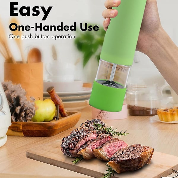 Sähkökäyttöinen merisuola- ja pippurimylly ja shaker set, paristokäyttöinen valolla ja säädettävä, 2 kpl pakkaus green