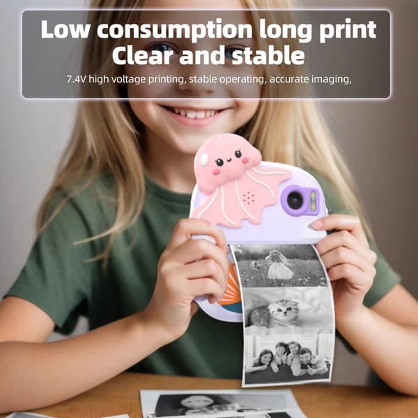 Børne-instantkamera, 48000w pixel dobbeltkameraer Termisk printkamera, blå