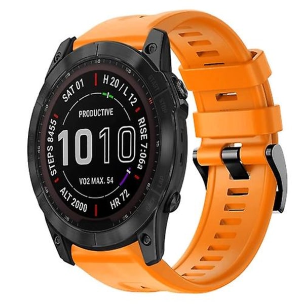 For Garmin Fenix ​​7x metallspenne ensfarget silikonklokkerem Orange