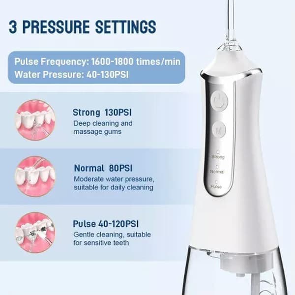 Oral Irrigator 5 Mundstykker 3 Tilstande USB 300Ml Pink Tank