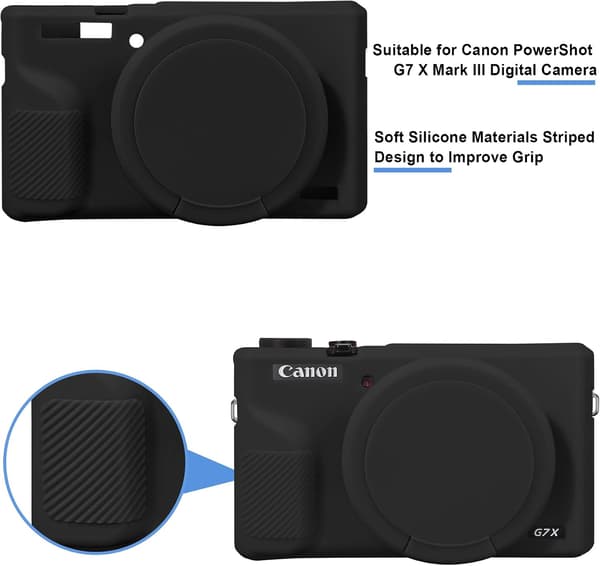 Silikondeksel til Canon Powershot G7X Mark III-kamera med avtakbart linsedeksel, grønn