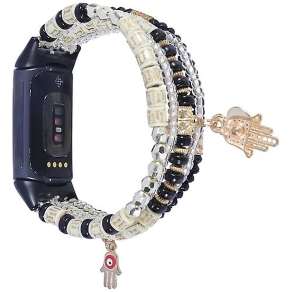 Til Fitbit Charge 5 Palm Bead Chain Watch Band Black