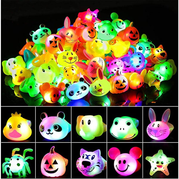 Födelsedagsfest för barn Priser Blinkande 12-pack Led Jelly Light Up Ringar Leksaker Bulk Pojkar Flickor Present Blinky Glow In