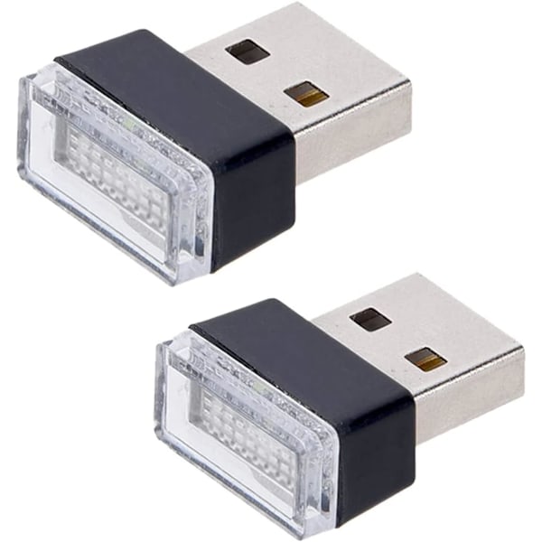 USB LED Bil Interiør Atmosfærisk Lys - 2 stk Blå