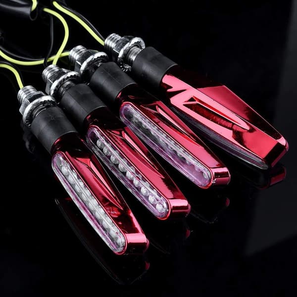 Motorcykel Universal 9 LED Blinklys - Rav og Rød Blinklys Sæt (Pakke med 4)