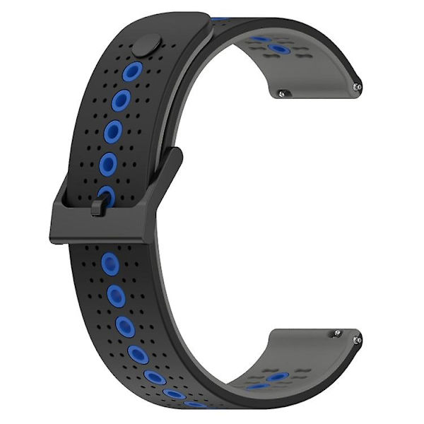 Til Garmin Forerunner Sq2 20mm Tricolor åndbart silikone urbånd Black-Grey-Blue