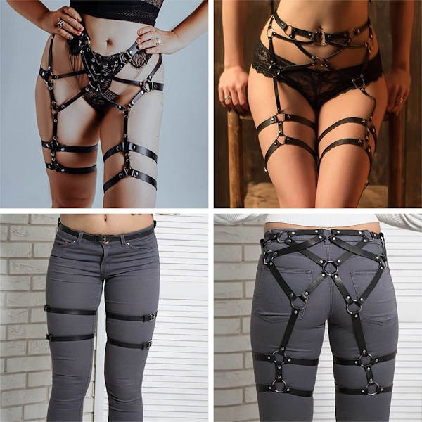 Punk Läder Bodysuit Bälte Hängslen Underkläder Gotisk Strumpebandshållare G