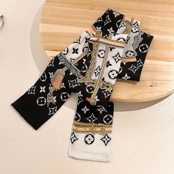 Ny Tarot Lv Chic Scarf Och Höst Pannband Koreansk Wild Tie Bag Ribbon Black