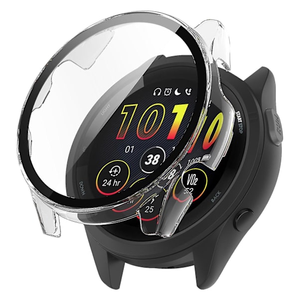 Huamade for Garmin Forerunner 265 Smart Watch PC case , jossa karkaistu lasi näytönsuoja Transparent