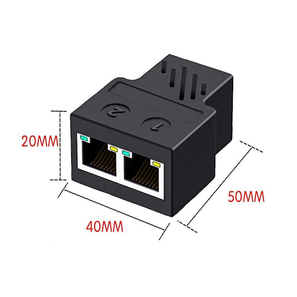 Rj45 netværkssplitteradapter, 1 til 2 dobbelt hun USB til Rj45-port