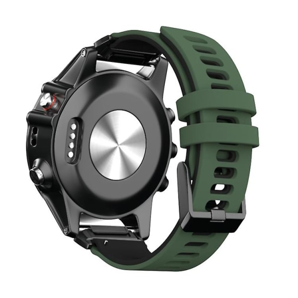For Garmin Fenix ​​7x tofarget silikon klokkerem Army Green Black