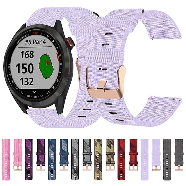 För Garmin Approach S40 20mm Nylon Woven Watch Band Blue