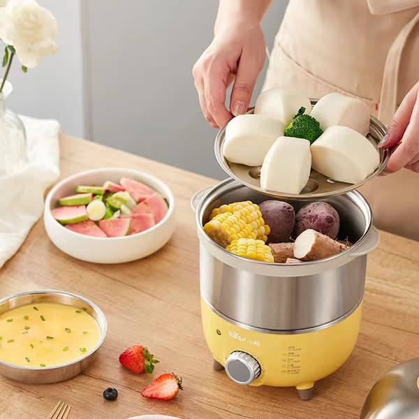 220v 360w gul eggkokermaskin i rustfritt stål multifunksjon med automatisk avslåing for