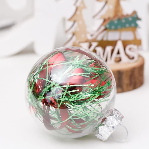 Okrossbara julkulor i plast, 6 cm (röd grön - 30 st)