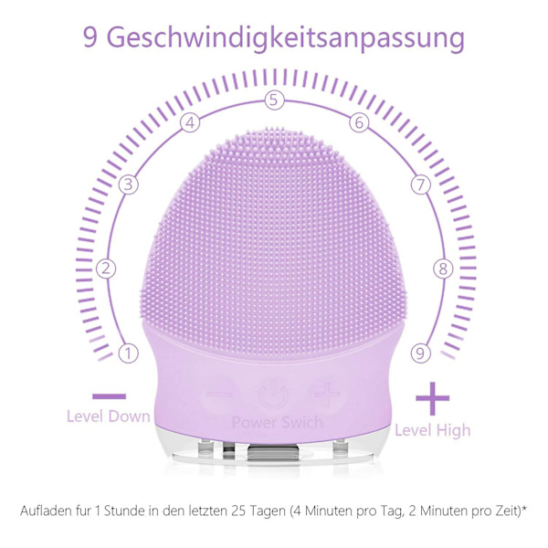 Silikon ansiktsrenser elektrisk ansiktsrenser ansiktsbørste Purple