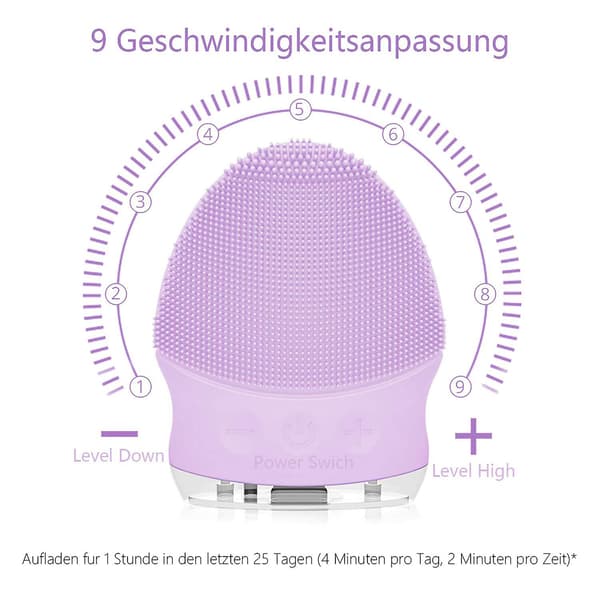 Silikone Ansigtsrenser Elektrisk Ansigtsrenser Ansigtsbørste Purple
