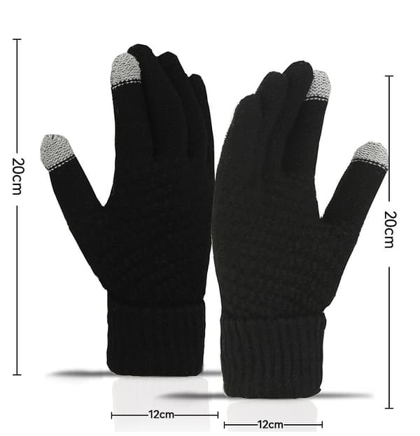 Vinter Varme Touchscreen Handsker Dame Herre Mode Strikkede Handsker, sort