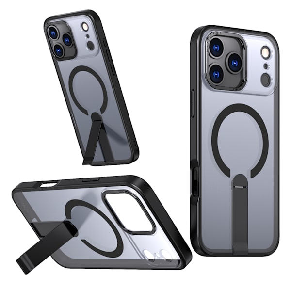 Magsafe-deksel for iPhone 17 Pro Max med sammenleggbart stativ, svart