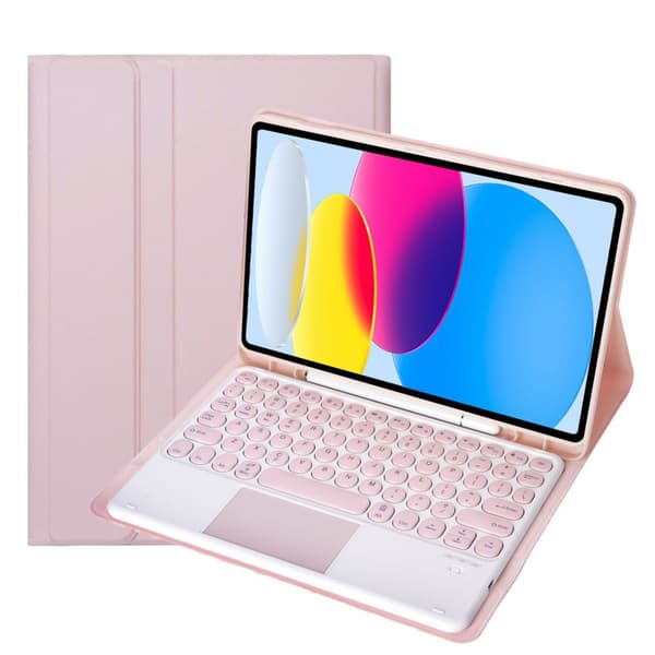 Touch Keyboard etui til Samsung Galaxy Tab A9 Plus 11 tommer, Runde tastehætter, pink