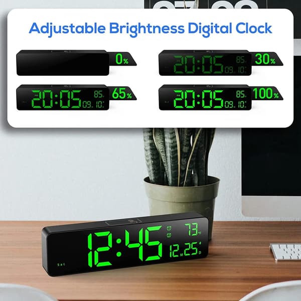 Väckarklocka Digital Klocka med Tid Datum Inomhustemperatur 10\" Stor Display