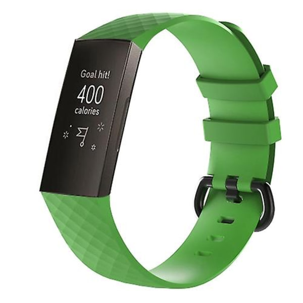 Diamond Pattern Silicone Watch Band för Fitbit Charge 3 Green