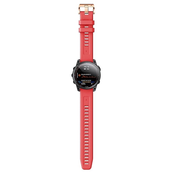 Til Garmin Fenix ​​7s 20 mm rosa guldspænde silikone urbånd Red