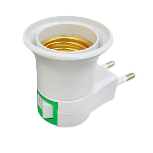 E27 Eu Plugg Lampe Lysholder Base Stikkontakt Omformer Adapter Med Kontrollbryter