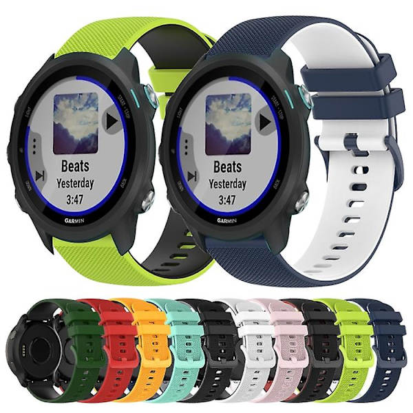 Til Garmin Forerunner 245 Music 20 mm ternet tofarvet silikoneurrem Red-Black