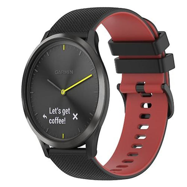 För Garmin Vivomove Hr Sport 20 mm rutigt tvåfärgat watch Black-Red