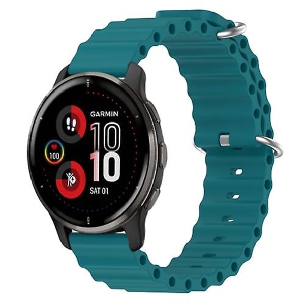For Garmin Venu 2 Plus 20mm Ocean Style Silikon Solid Color Watch Band Green