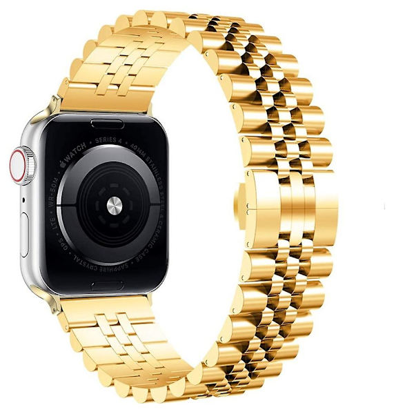 Metallrem för Apple Watch 49 mm 40 mm 41 mm 42 mm 44 mm 45 mm Lyxarmband i rostfritt stål Tillbehör för Iwatch 8 7 6 5 4 3 2 Se Gold For 38mm 40mm 41mm