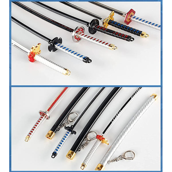 Demon Slayer Sword Mini Katana Nyckelringar Anime Figur Tanjiro För Män Kimetsu No Yaiba Zenitsu Nyckelring Cosplay hänge