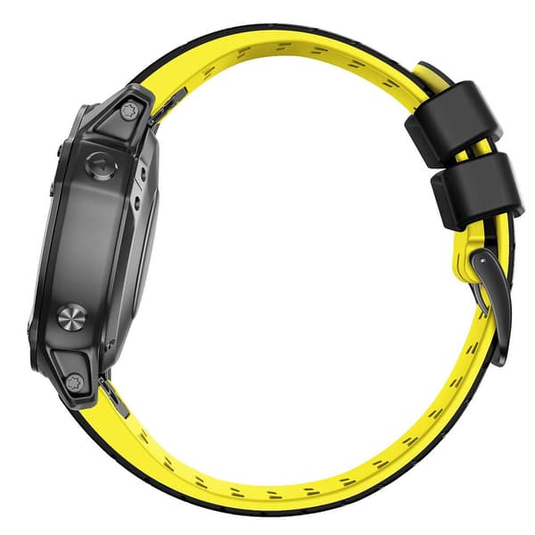 22mm Silikonrem for Garmin Fenix 7 Black Yellow