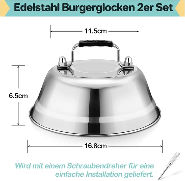 Burgerklokker i Rustfrit Stål - Sæt af 2