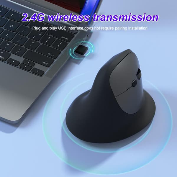 Trådløs 2.4G ergonomisk vertikal mus Genopladelig til kontor, gaming blå