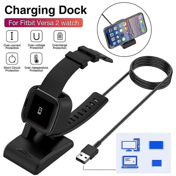 Usb-opladningskabel-dockingstation til Fitbit Versa 2 erstatnings opladerstativ
