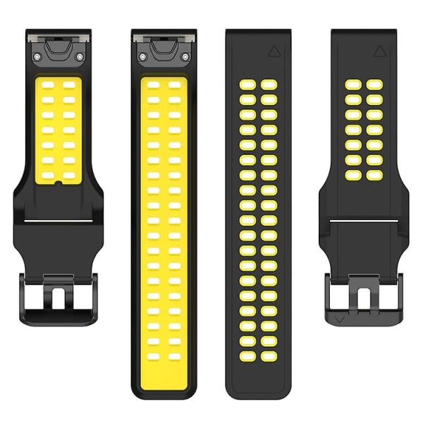 Til Garmin Enduro / Coros Vertix 2 26mm Quick Release Double Row Silicone Watch Band Black Yellow