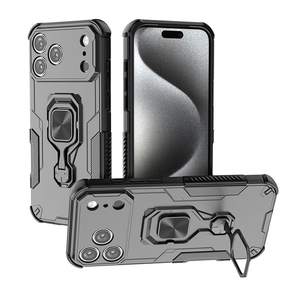 Etui til iPhone 17 Pro Max, faldsikker med metalbeslag, sort