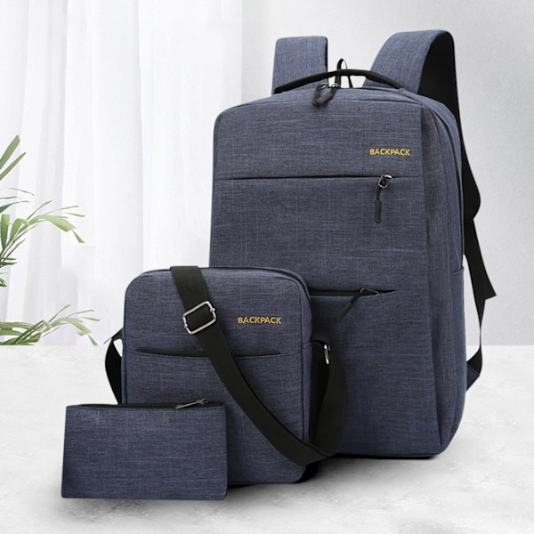 Laptopväska 17\" Tredelad Affärsryggsäck Set Blå