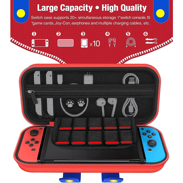 Case Nintendolle, kytkimien case Kannettava case, joka on yhteensopiva Nintendo Switchin &amp; Lisävarusteet, Protective Hard Shell Sw mario