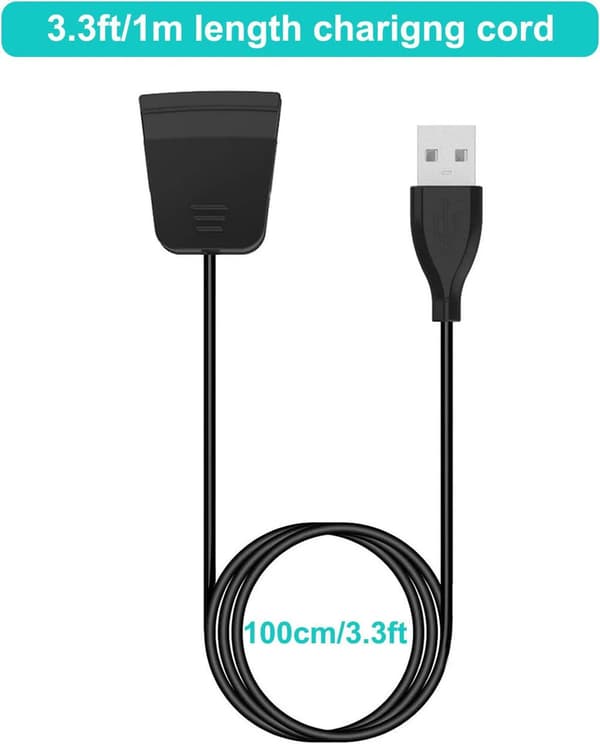 Oplader til Fitbit Alta Hr, USB-opladerkabel, kabelklemme kompatibel med Fitbit Alta Hr